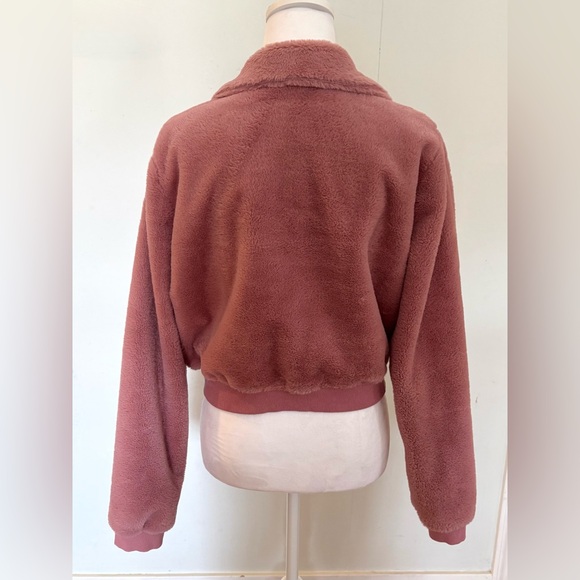 FAVLUX Pink Faux Fur Bomber Jacket, Fill Zip, Size L - Picture 3 of 6